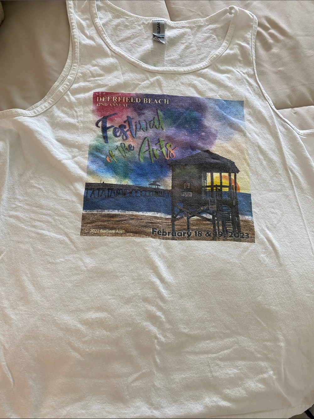 Deerfield Beach Festival of the Arts White Graphic Tank - Unbranded size L